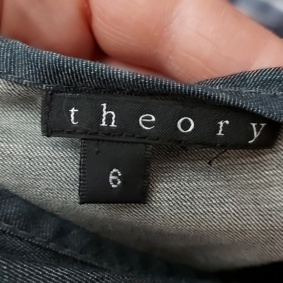 Theory chambray Denim fit and flare dress with pockets Size 6 Blue - Picture 6 of 6